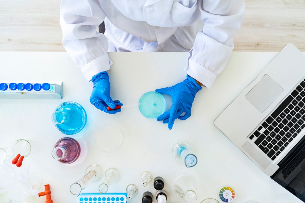 Researcher working in a lab.