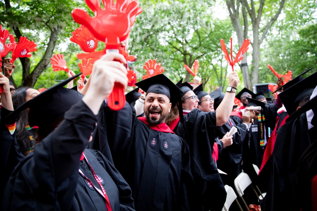 Members of the Harvard T.H. Chan School of Public Health Class of 2025 celebrate.