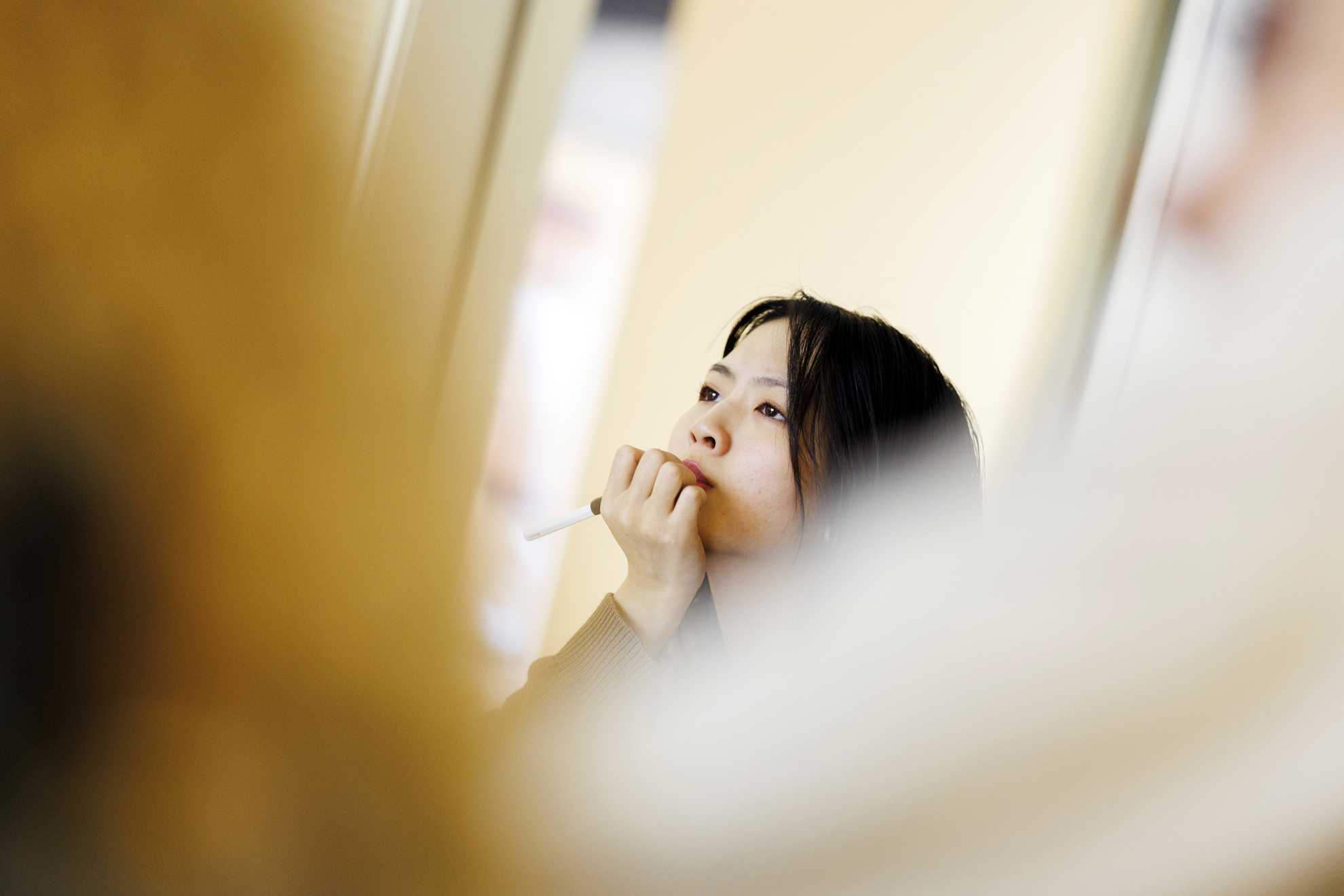 Michelle Diep ’27 is pictured during class in a Geological Museum Building seminar room.