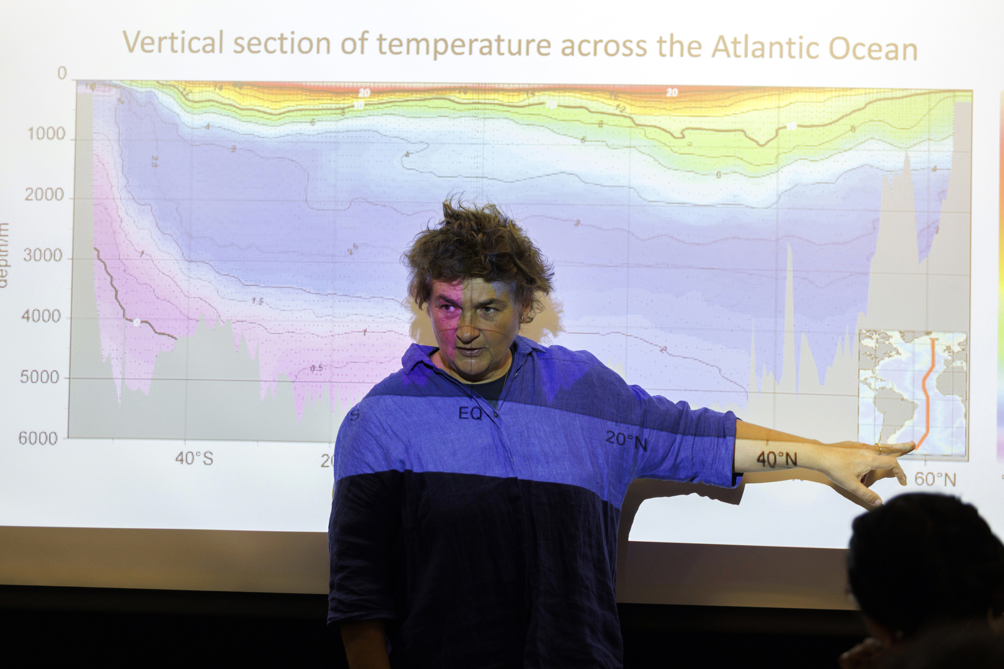 Fiamma Straneo is pictured during class in a Geological Museum Building seminar room.