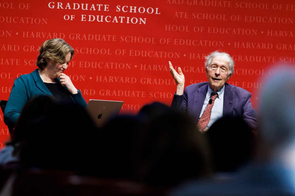 Anthea Rober﻿ts, a visiting professor of law at Harvard Law School and Howard Gardner (right)