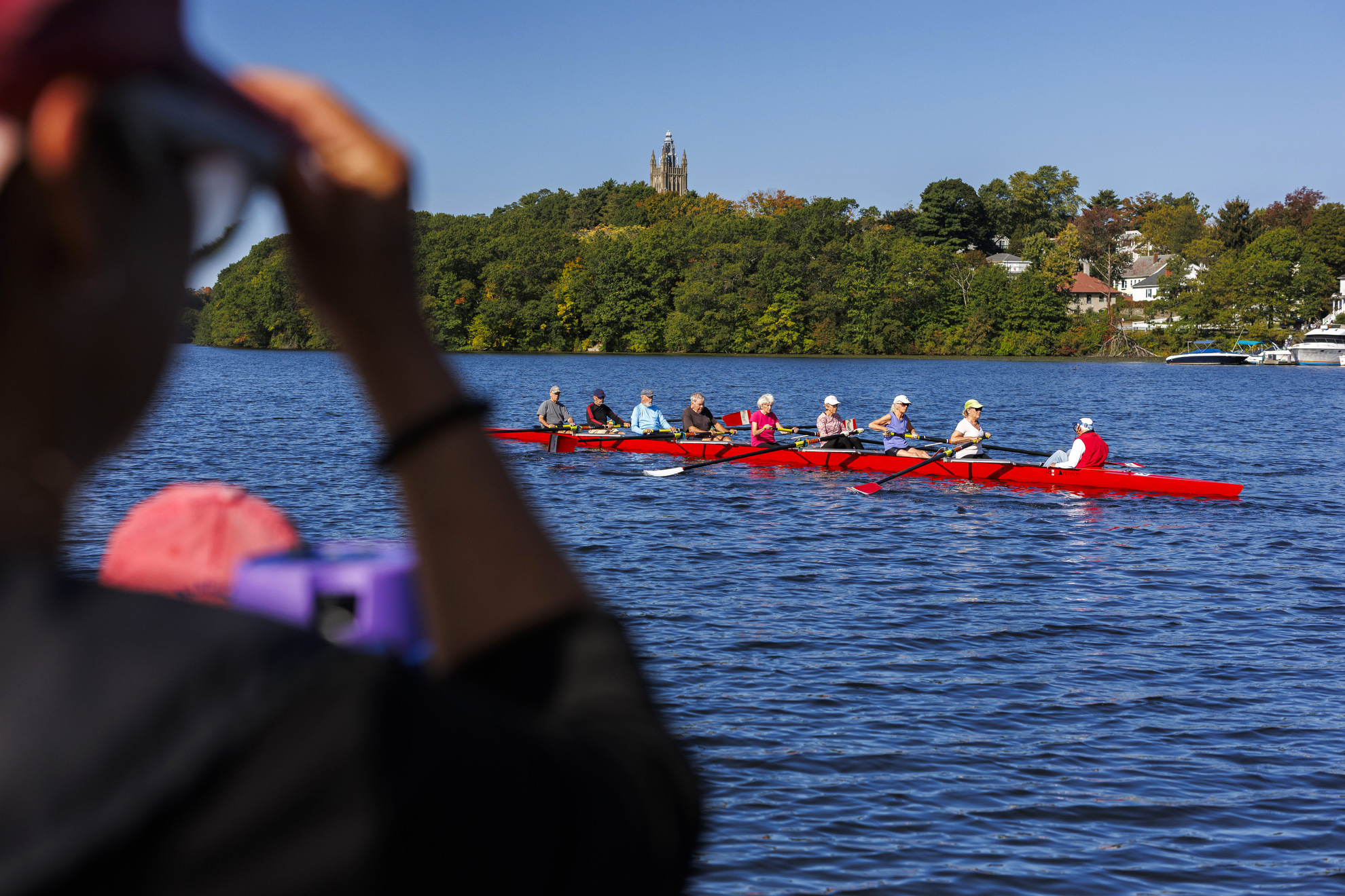 The Octo Eight is pictured on the Charles River.