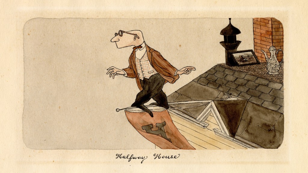 man on roof of his house