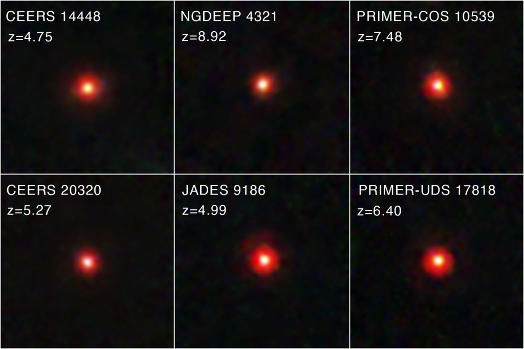 Composit of little red dots as seen by the James Webb Space Telescop