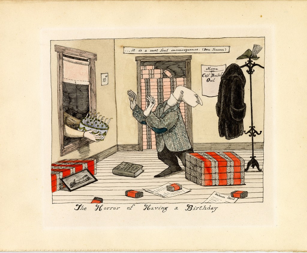 man refusing birthday cake