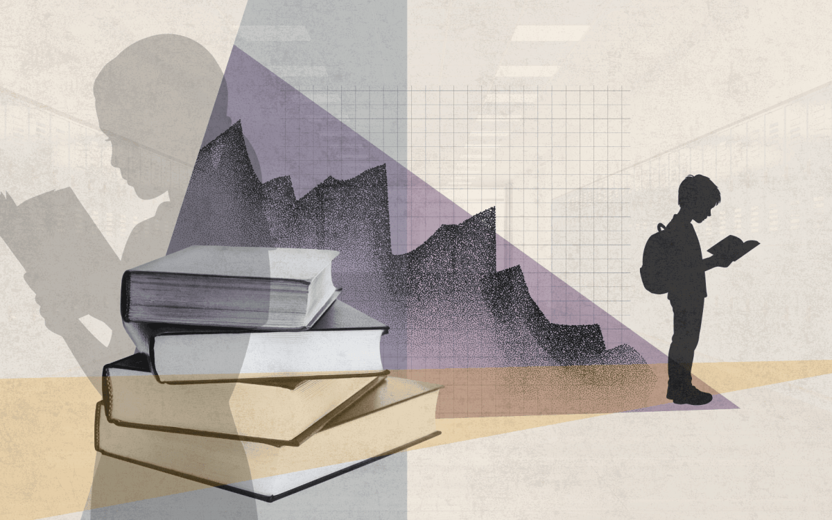 collage depicting the decline of reading for children