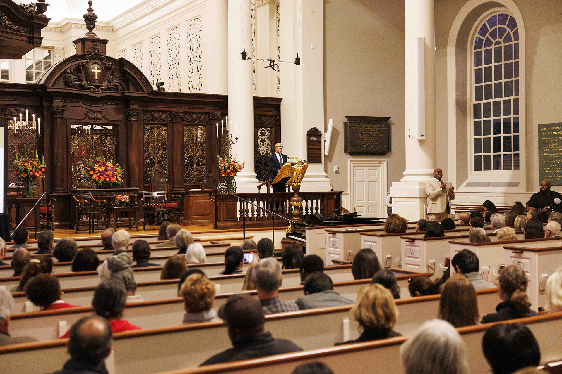 Wide shot of Memorial Church during MLK Lecture.