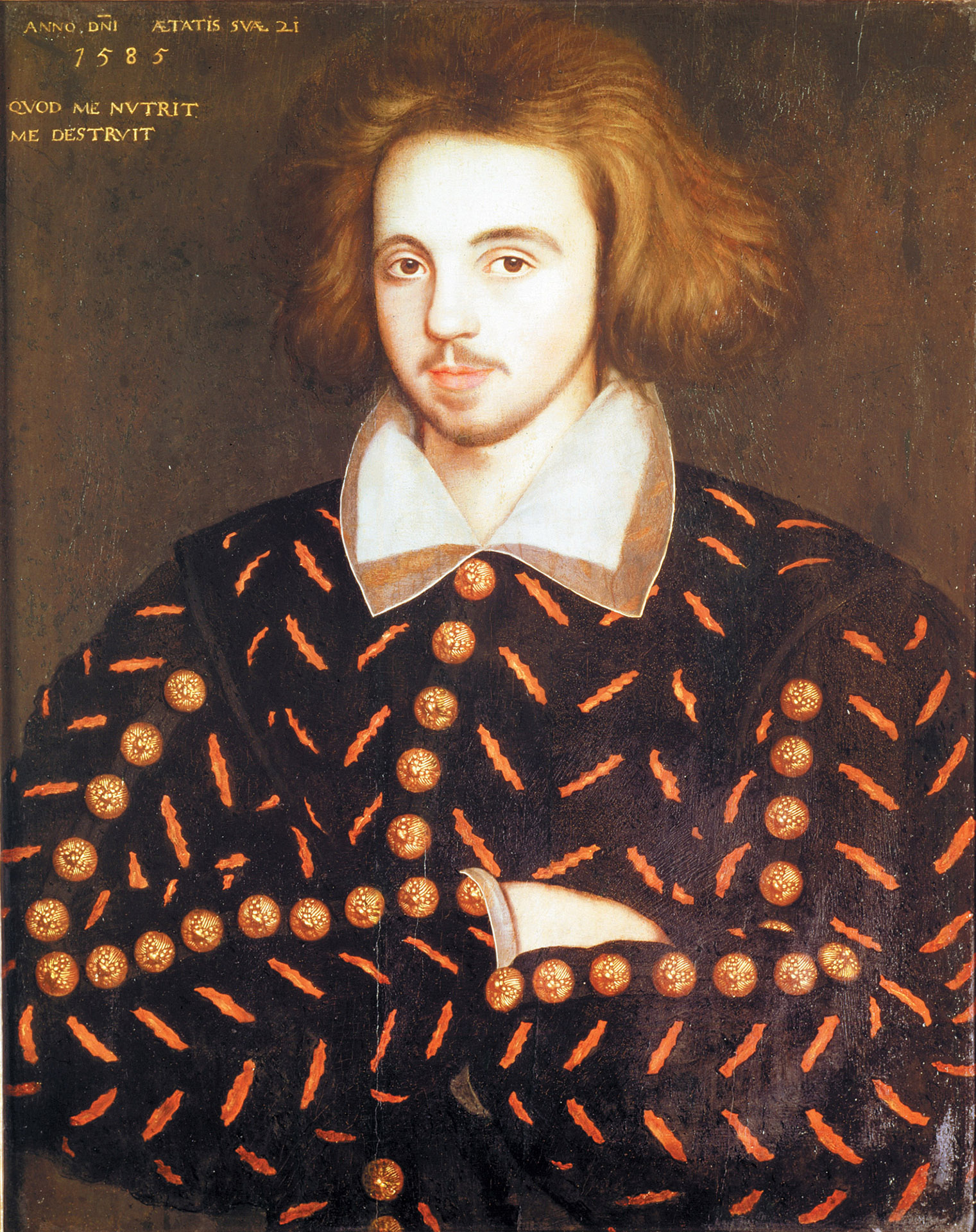 Oil portrait of Christopher Marlowe.