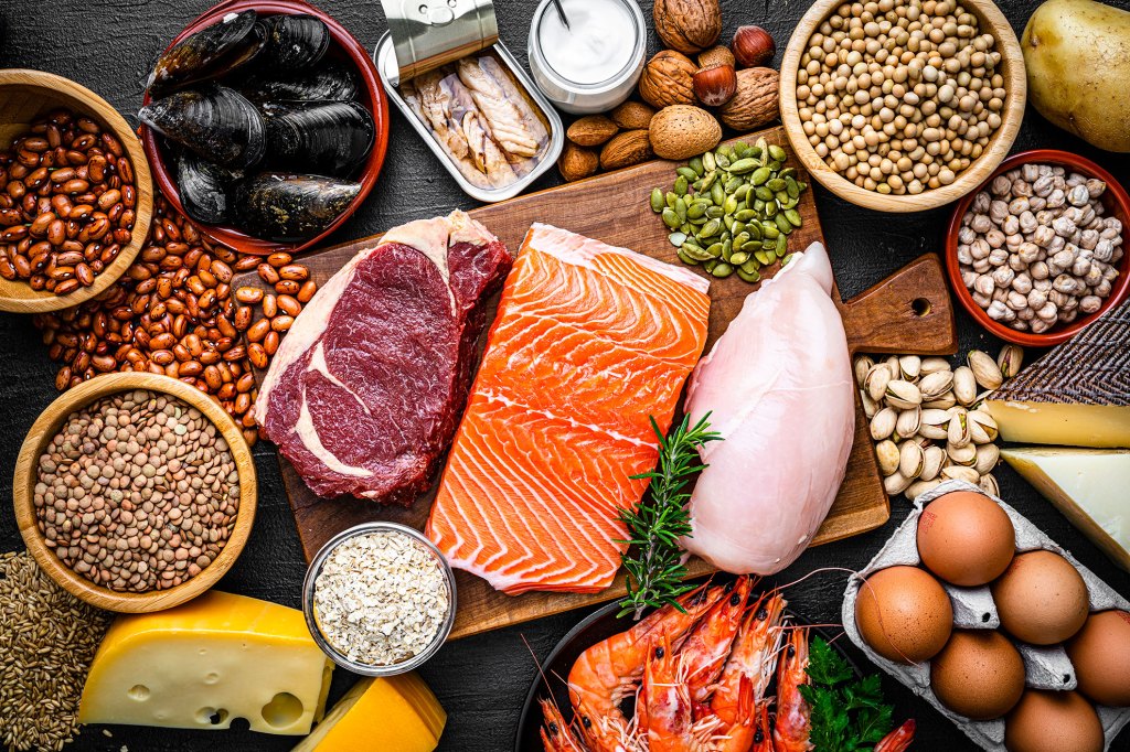 Foods that contain high protein values.