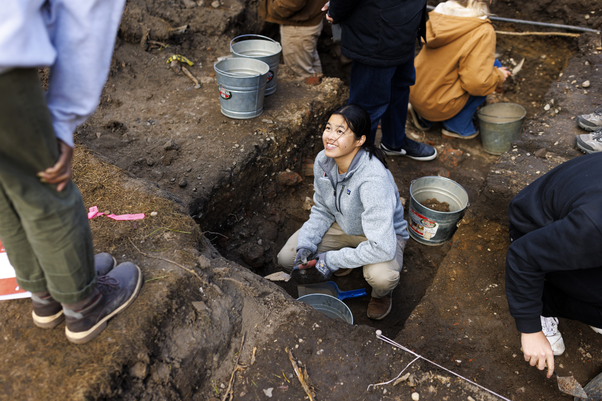 Student JJ Drummond talks with a partner.