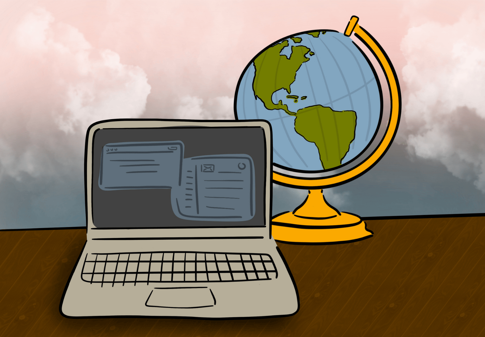 laptop and globe