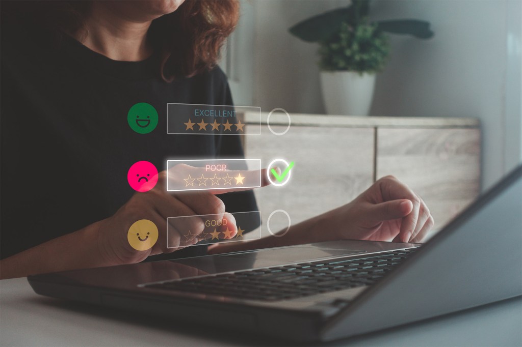 Online evaluation on computer screen.