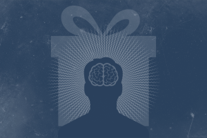 Illustration of a brain wrapped in a giftbox.