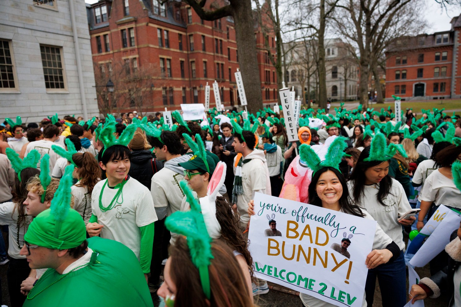 Members of Leverett House celebrating together.