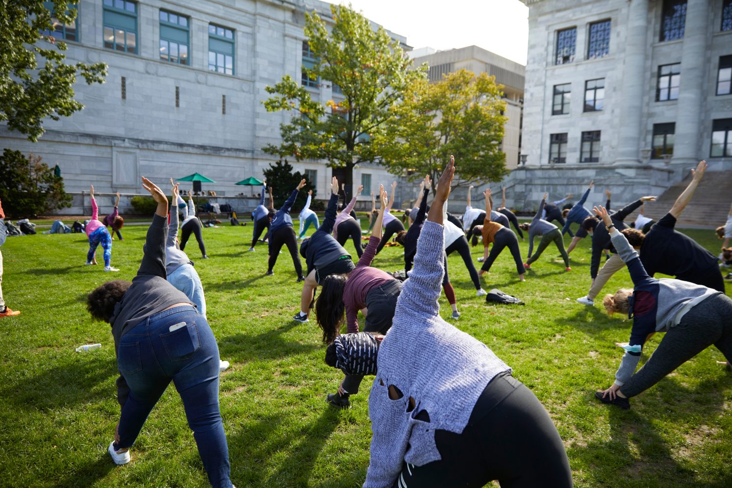 Yoga outside at HMS.