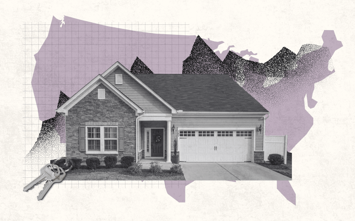 house, USA map, and house keys