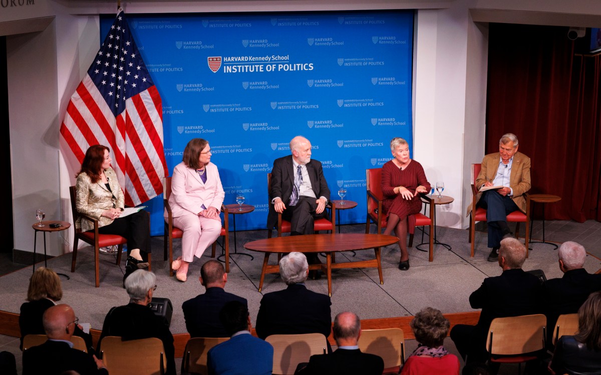 Meghan O'Sullivan (from left), Laura S. H. Holgate, Matthew Bunn, Rose Gottemoeller, and Graham Allison.