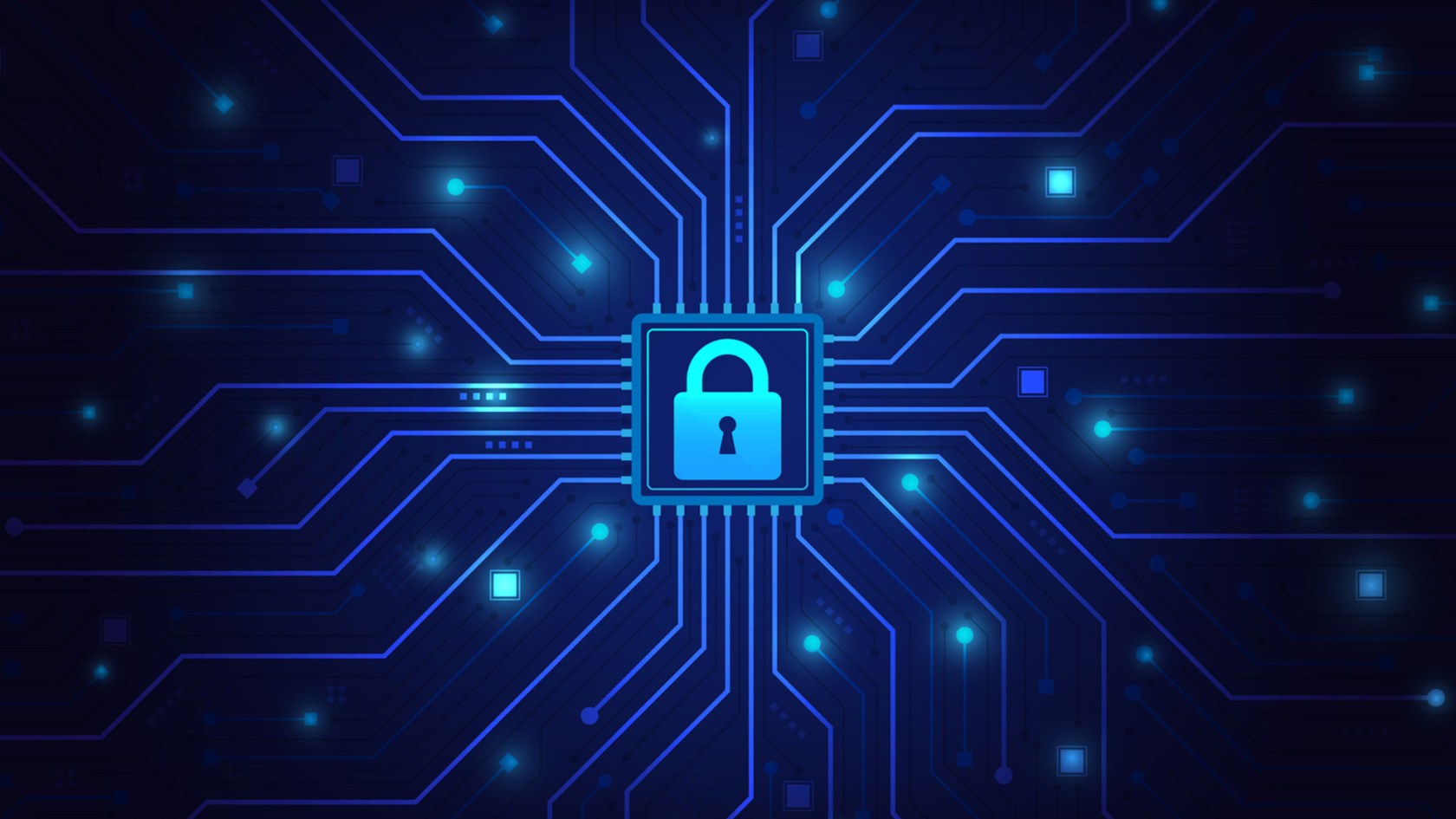 Cyber security technology on circuit board. 